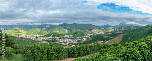 Fototapeta Naklejka Na Ścianę i Meble -  Alto Caparao panorama, the coffee city at the foot of Pico de Bandeira