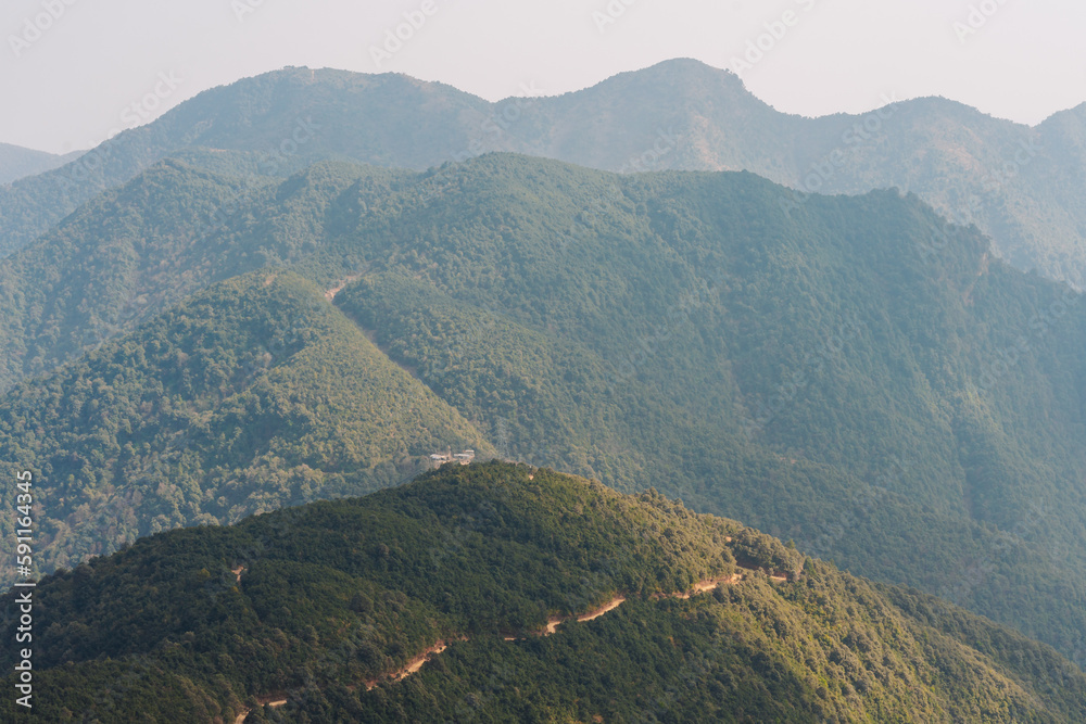Fototapeta premium Awesome Green Forest Landscape View From Chandragiri Hills Nepal