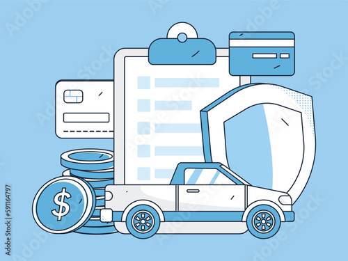 Buy insurance for car flat character vector concept operation hand drawn illustration
