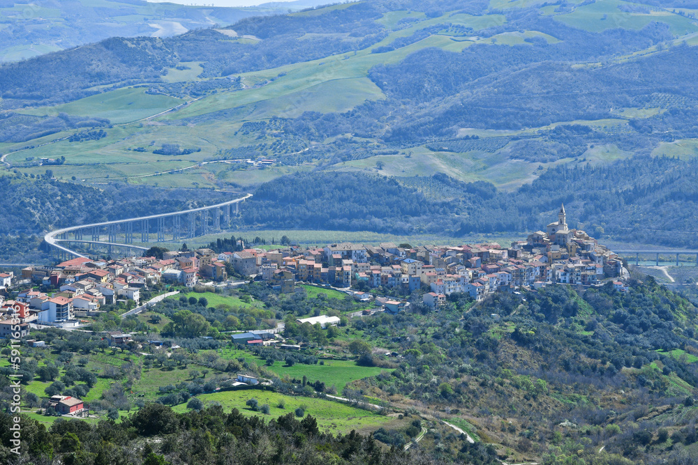 Panoramic view of Guardialfiera, a town of Molise in the province of Campobasso, Italy.