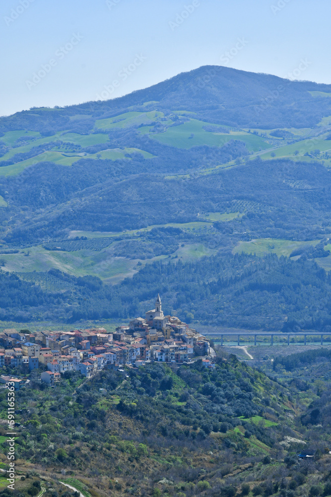 Panoramic view of Guardialfiera, a town of Molise in the province of Campobasso, Italy.
