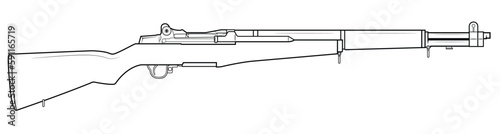 Vector illustration of the M1 Garand rifle on the white background. Right side.