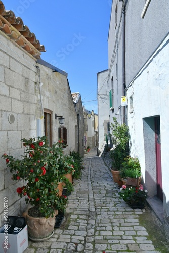 Fototapeta Naklejka Na Ścianę i Meble -  A narrow street among the old houses of Guardialfiera, a historic town in the state of Molise in Italy.