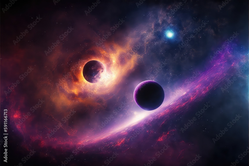 shiny and infinity universe banner for astrology and astronomy study generative ai