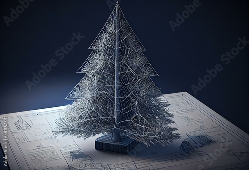 Christmas tree - blueprint. Generative AI