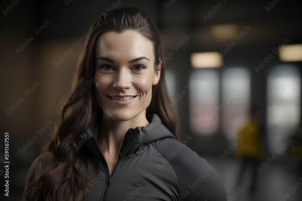 Obraz premium Smiling female personal trainer Generative AI