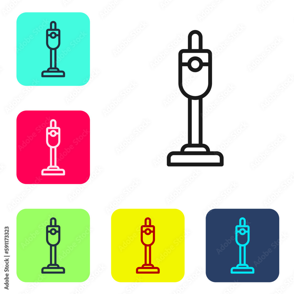 Black line Vacuum cleaner icon isolated on white background. Set icons in color square buttons. Vector Black line Vacuum cleaner icon isolated on white background. Set icons in color square buttons. Vector