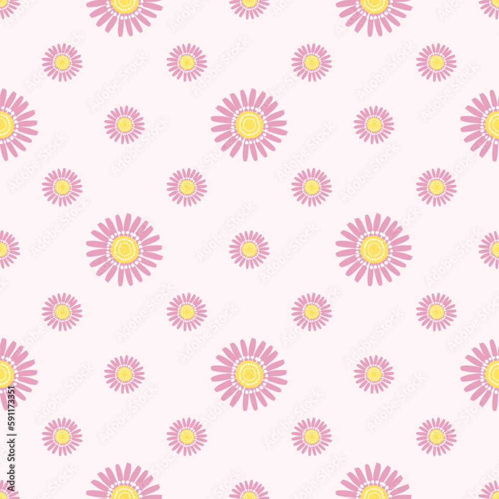 Modern pastel colour floral seamless pattern hand drawing cute flower vector illustration design for interior, textile, fabric fashion, notebook cover, wrapping paper, craft etc.