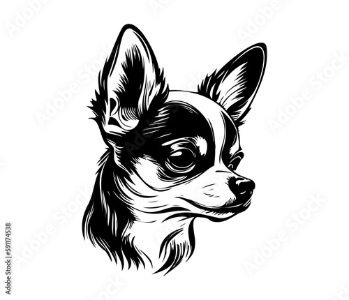 Chihuahua, Silhouettes Dog Face SVG, black and white Chihuahua vector