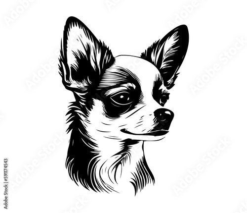 Chihuahua, Silhouettes Dog Face SVG, black and white Chihuahua vector
