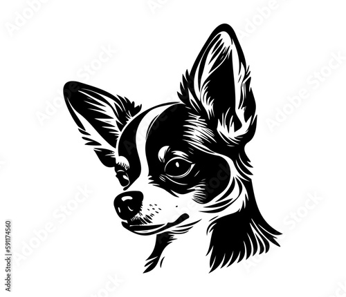 Chihuahua, Silhouettes Dog Face SVG, black and white Chihuahua vector
