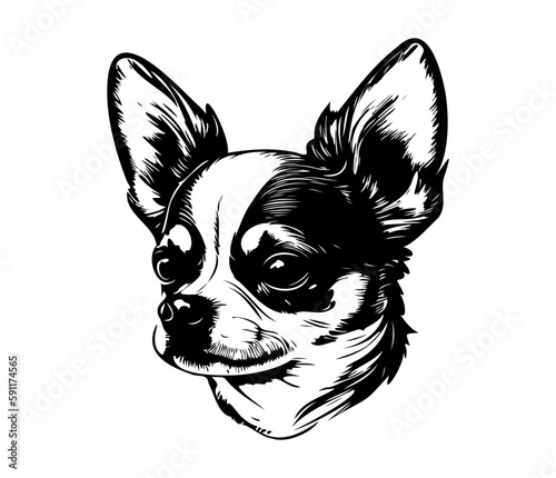 Chihuahua, Silhouettes Dog Face SVG, black and white Chihuahua vector