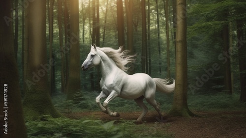 white horse in the field AI Generated © therealnodeshaper