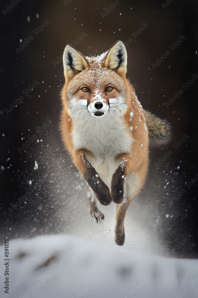 Obraz premium red fox in the snow,fox in the snow,red fox vulpes