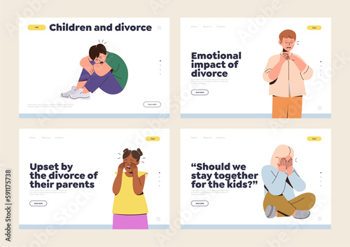 Set of landing page template for psychological online service supporting families after divorce