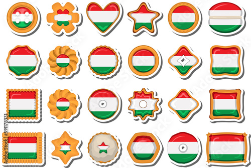 Homemade cookie with flag country Hungary in tasty biscuit
