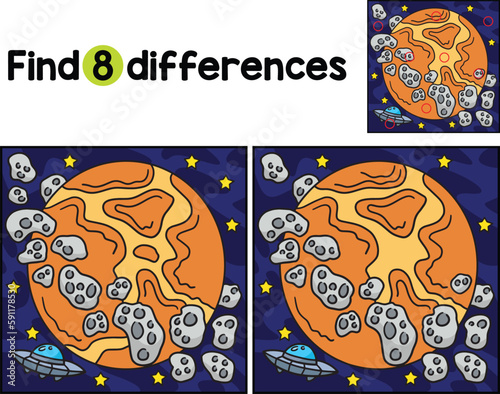 UFO and Asteroid in Space Find The Differences