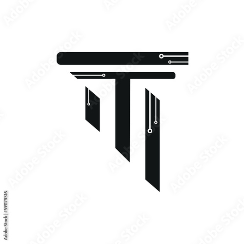 T techno logo. Modern logo design vector illustration