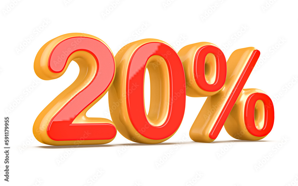 Discount 20 Percent Red Number 3d Discount 20 Percent Red Number 3d