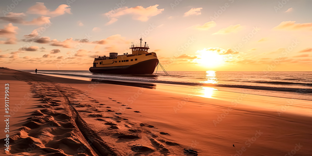 Naklejka premium sunset on the beach