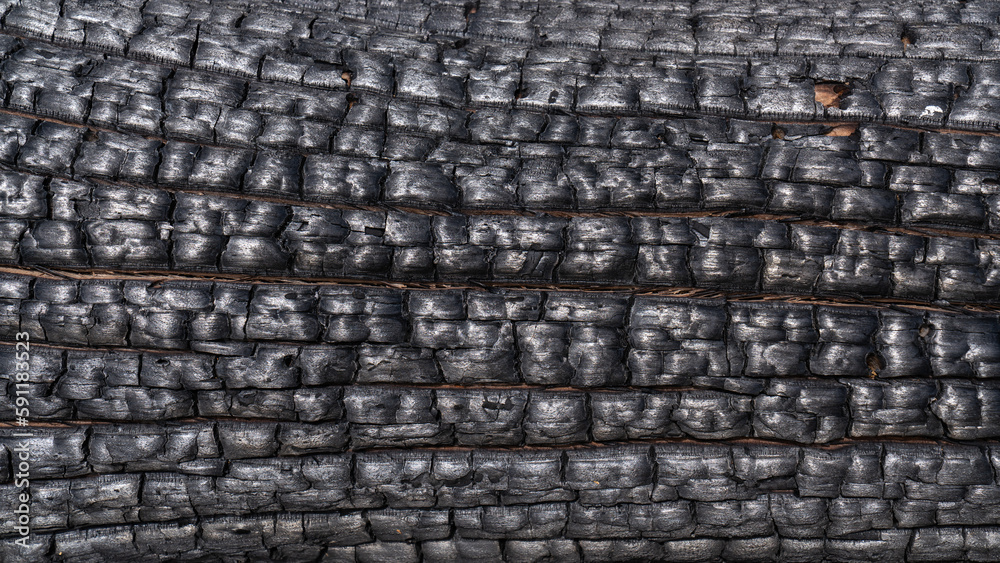 Background surface texture black burnt wood.