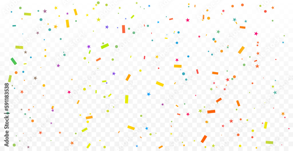 Pastel Colorful Confetti Falling On Transparent Background. Celebration And Birthday Party. Vector Illustration - obrazy, fototapety, plakaty 