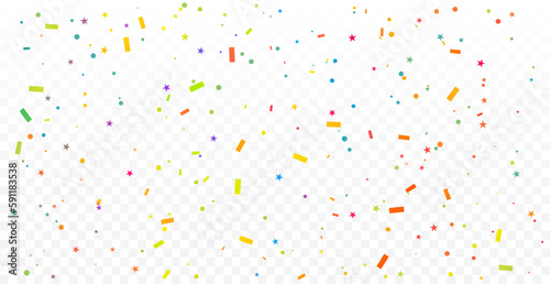 Fototapeta Pastel Colorful Confetti Falling On Transparent Background