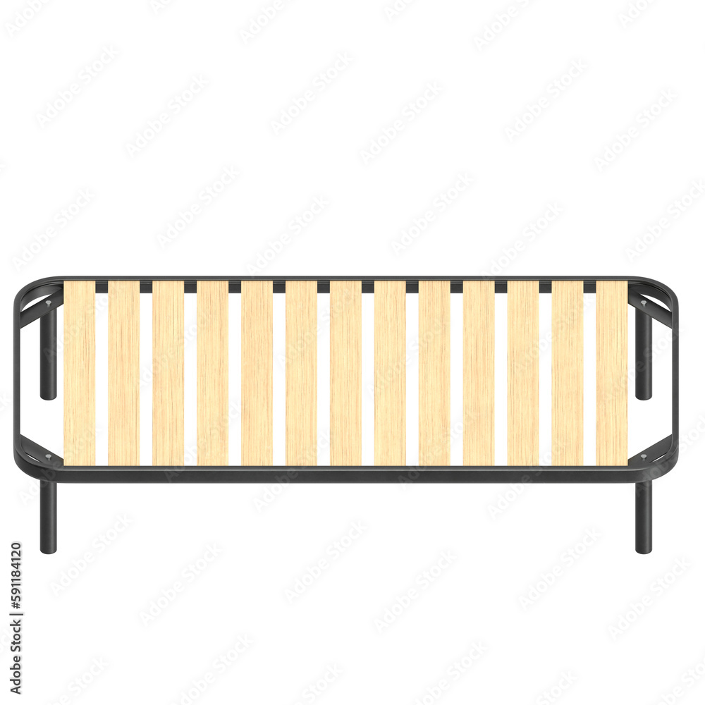 3D rendering illustration of a twin side bed frame with small slats 3D rendering illustration of a twin side bed frame with small slats