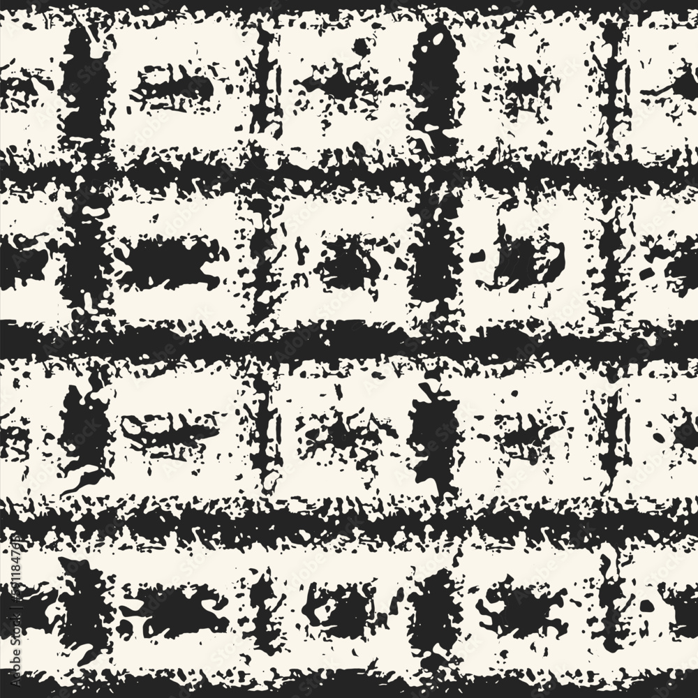 Splattered Ink Textured Checked Pattern