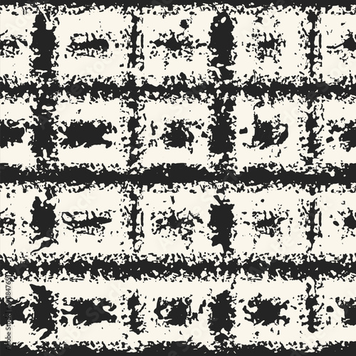 Splattered Ink Textured Checked Pattern