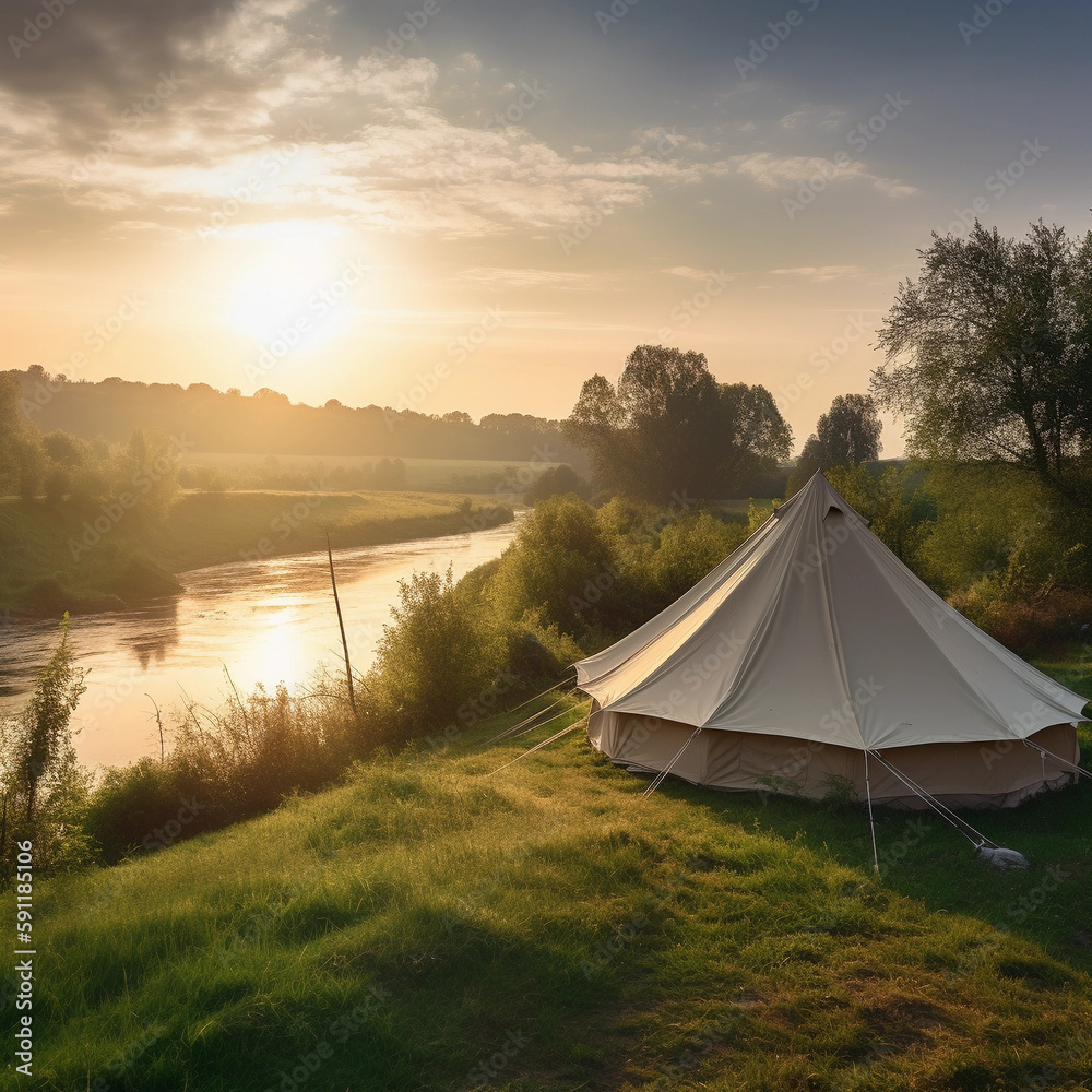 luxury glamorous camping. glamping in the beautiful countryside. House in nature