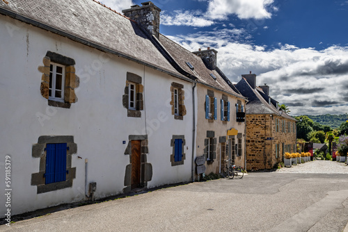 Picturesque Alley And Bistro Of Finistere Village Landevennec In Nature Park Amorique In Brittany, France photo