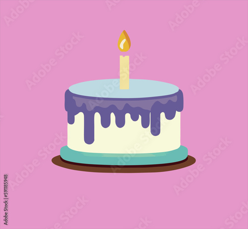 Birthday Cake design with Cartoon candles. Birthday cake hand drawn vector illustration