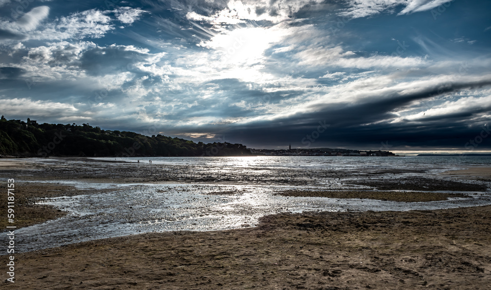 Beach Plage Du Ris At City Douarnenez At The Finistere Atlantic Coast In Brittany, France