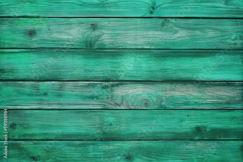 Green painted wooden planks texture or background, Generative AI
