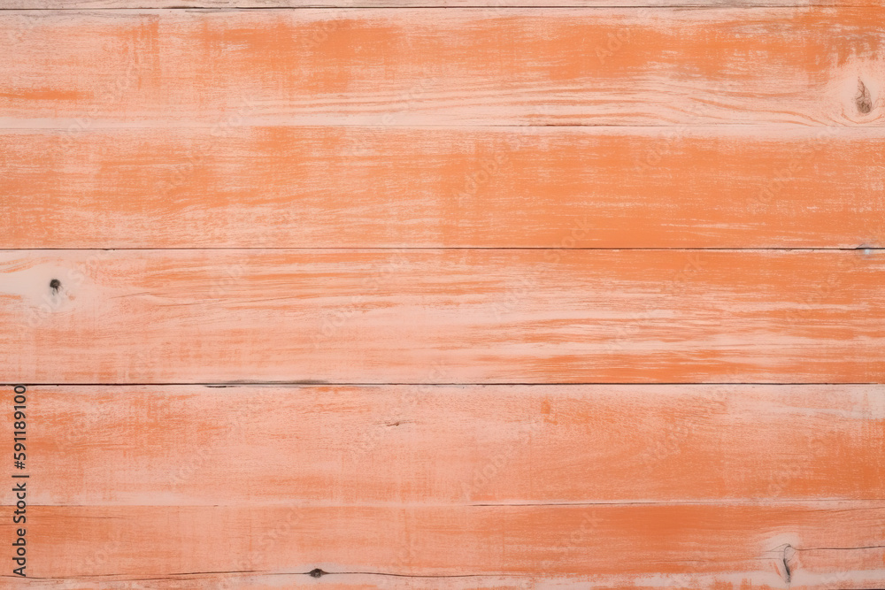 Fototapeta premium Orange painted wooden planks texture or background, Generative AI