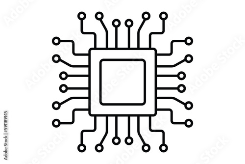 Electronic chip icon illustration. icon related to industry, technology. Line icon style. Simple vector design editable