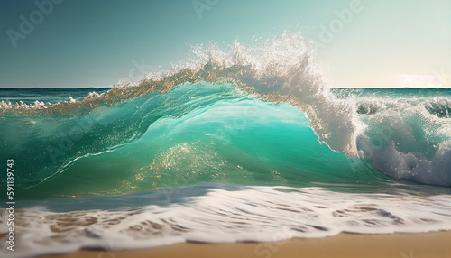 Beautiful tropica wave summer sea Ai generated image © TrendyImages