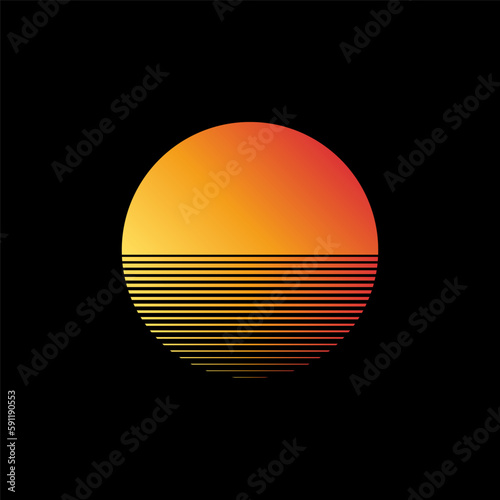 sunset or sunrise vector illustration sunset poster background © ahmadilham