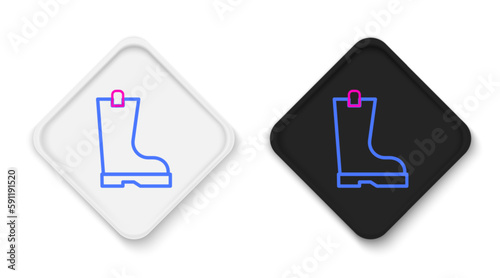 Line Waterproof rubber boot icon isolated on white background. Gumboots for rainy weather, fishing, gardening. Colorful outline concept. Vector