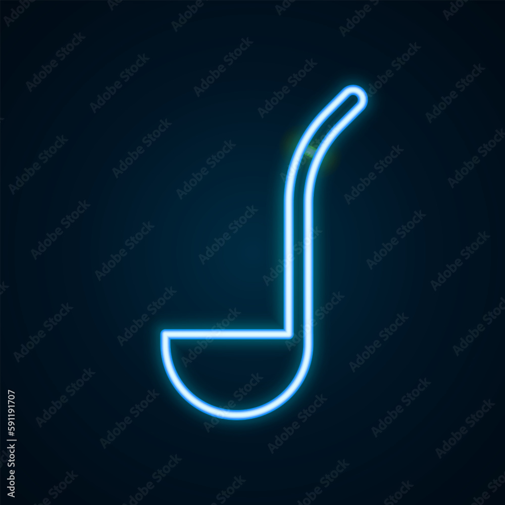 Glowing neon line Kitchen ladle icon isolated on black background. Cooking utensil. Cutlery spoon sign. Colorful outline concept. Vector Glowing neon line Kitchen ladle icon isolated on black background. Cooking utensil. Cutlery spoon sign. Colorful outline concept. Vector