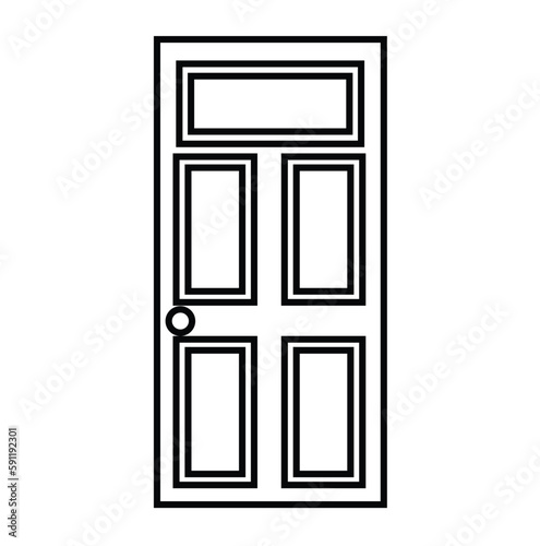 Outline closed and opened doors. Front view door vector.Hall with closed and open entrance doors. Entrance to a room or office. Background for ads