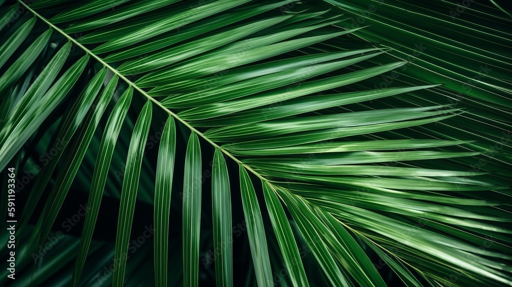 Fototapeta premium Close Up Palm Leaf created with Generative AI Technology, ai, generative