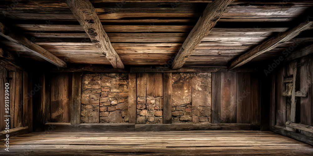 Naklejka premium Old wooden ceiling boarding,
