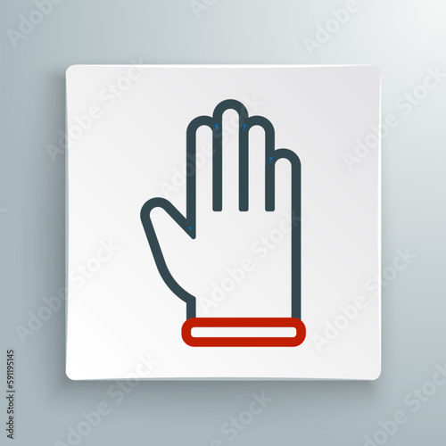 Line Rubber gloves icon isolated on white background. Latex hand protection sign. Housework cleaning equipment symbol. Colorful outline concept. Vector