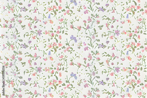 Floral seamless pattern on white background. AI Generative