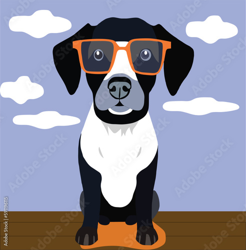 dog with sunglasses vector illustration