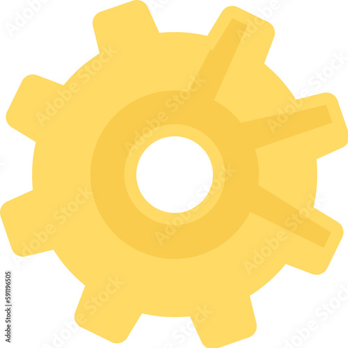 Gear of mechanical device. Study of robotics and mechanics at school lessons and university. Rotating element of mechanism. Simple colored flat vector icon isolated on white background