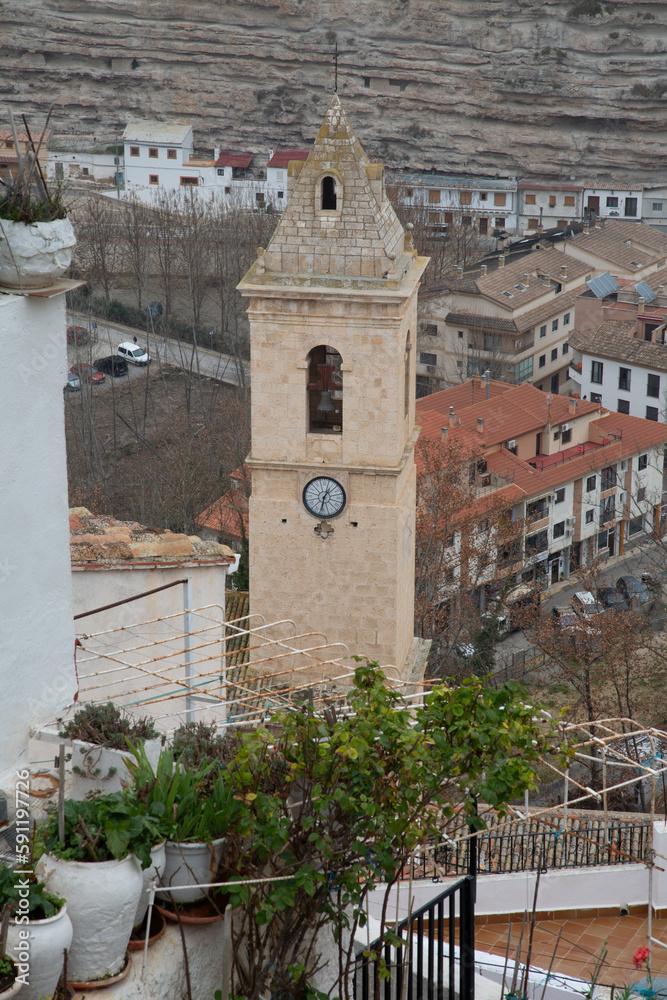 Church Tower of Alcala del Jucar, Albacete, Spain