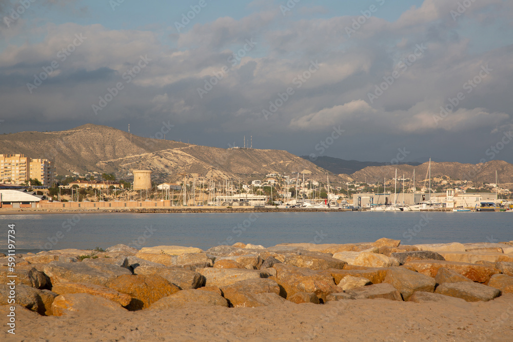 Port and Beach, El Campello, Alicante, Spain